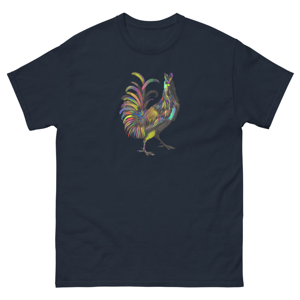 Multi Coloured Hen 100% cotton men's heavyweight tee