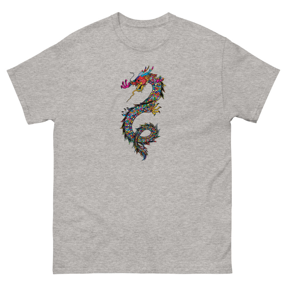 Multi Coloured Dragon 100% cotton men's heavyweight tee