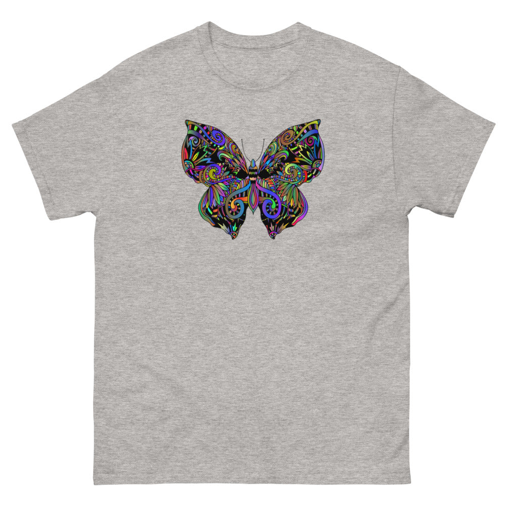 Multi Coloured Butterfly 100% cotton men's heavyweight tee