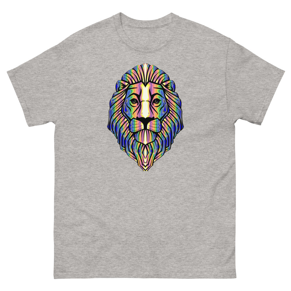 Multi Coloured Lion 100% cotton men's heavyweight tee