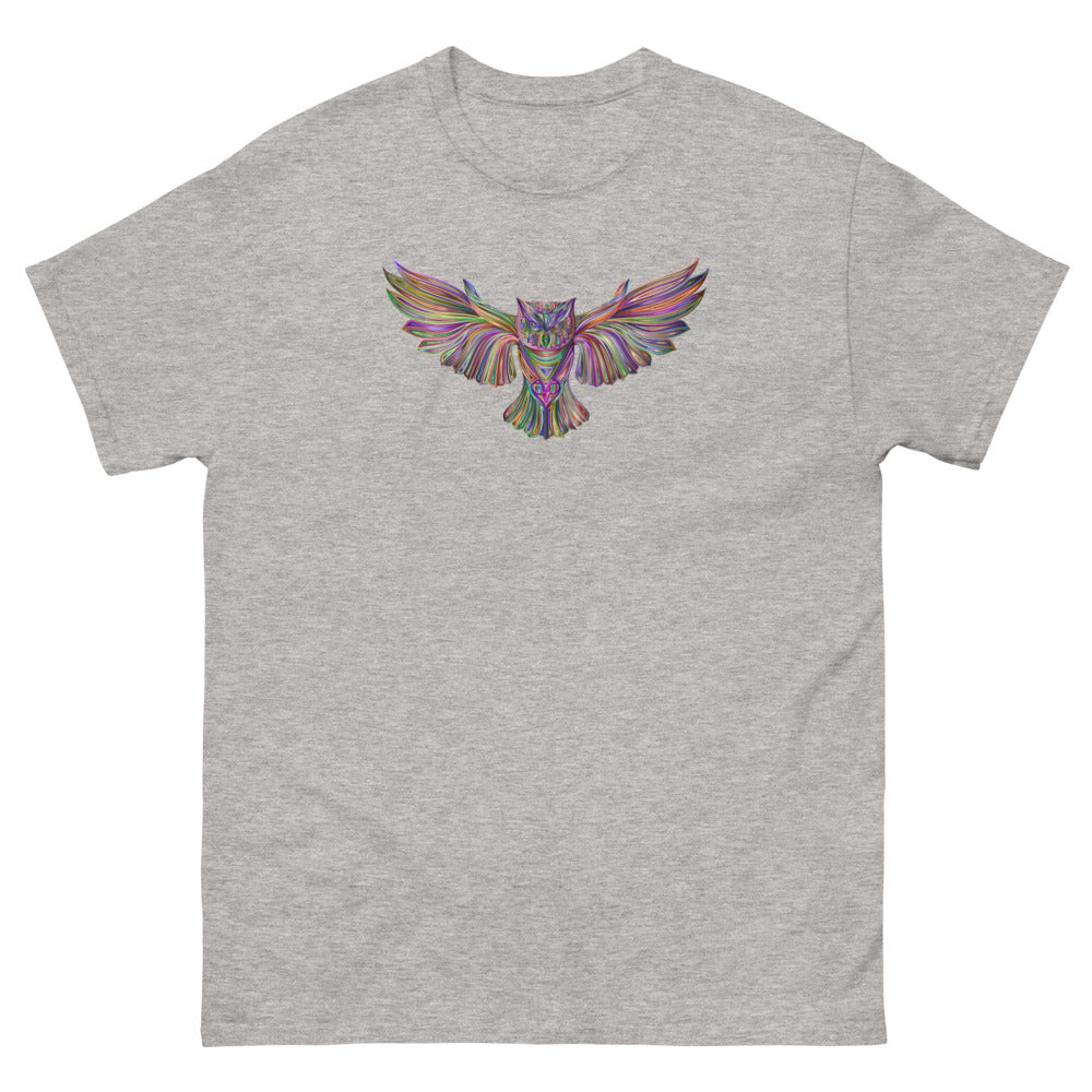 Multi Coloured Owl 100% cotton men's heavyweight tee