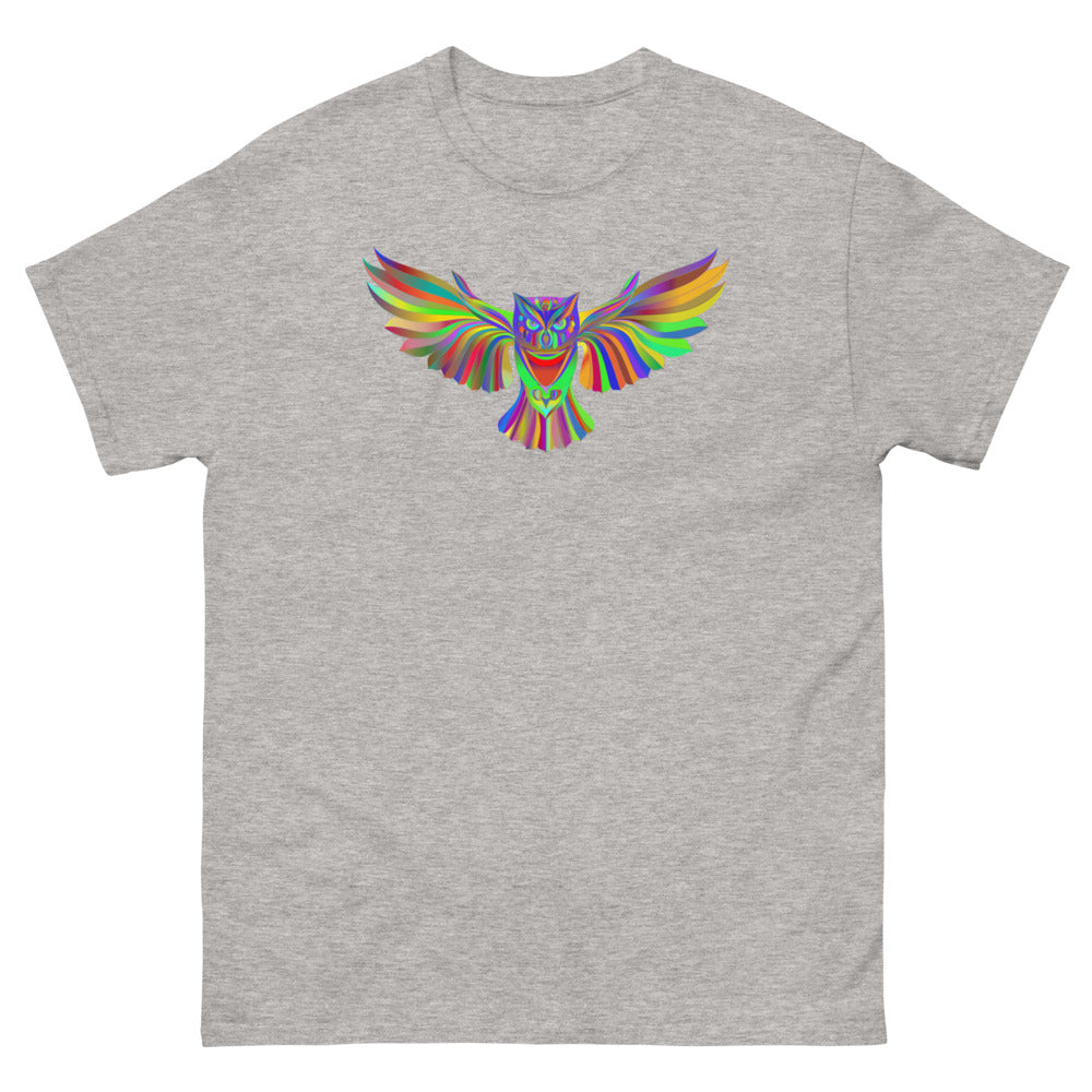 Multi Coloured Owl 100% cotton men's heavyweight tee