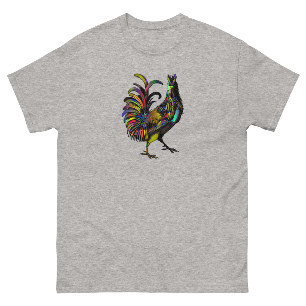 Multi Coloured Hen 100% cotton men's heavyweight tee