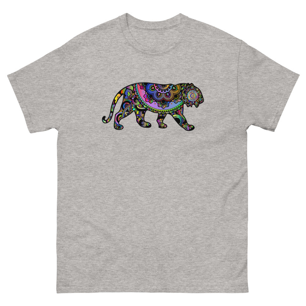 Multi Coloured Tiger 100% cotton men's heavyweight tee