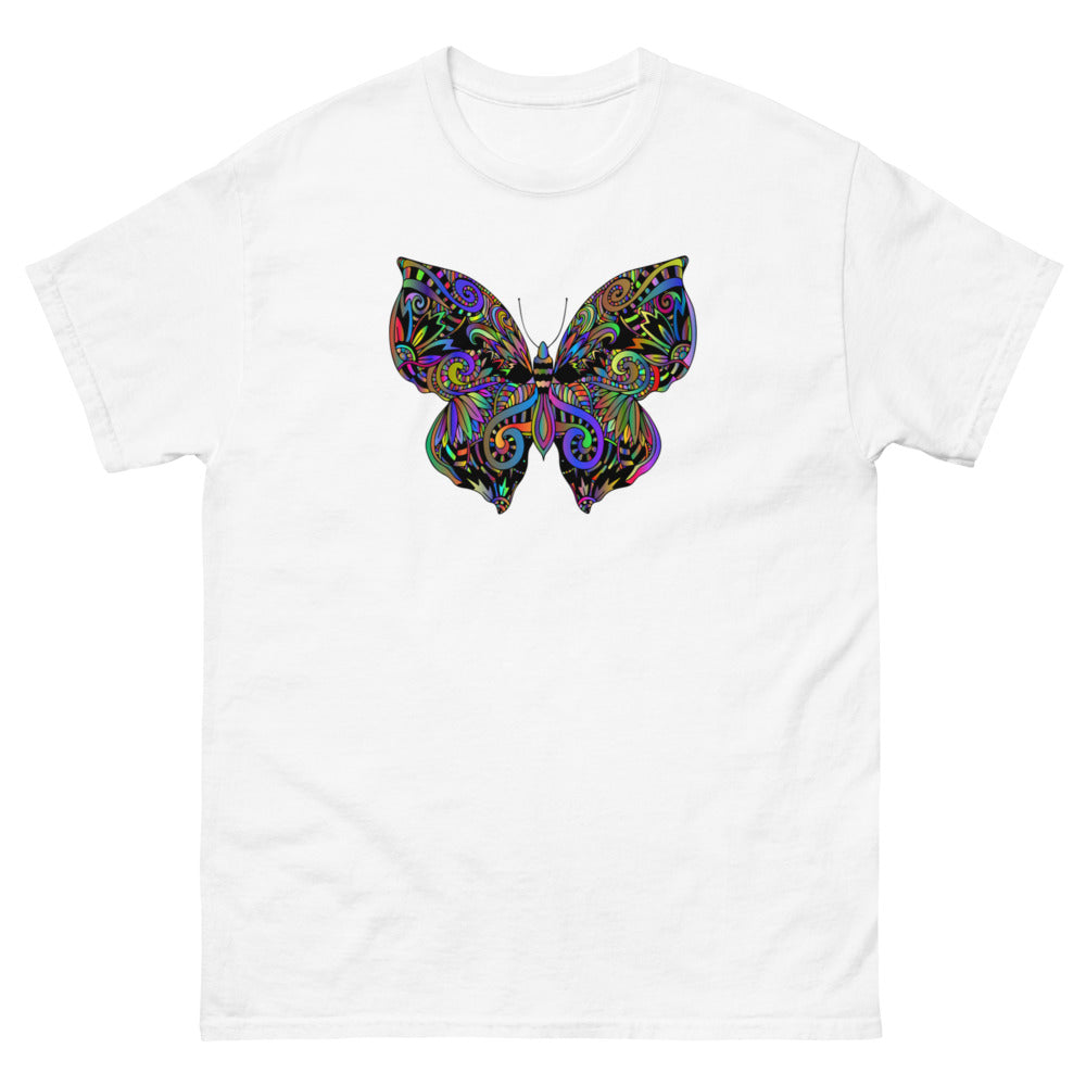 Multi Coloured Butterfly 100% cotton men's heavyweight tee