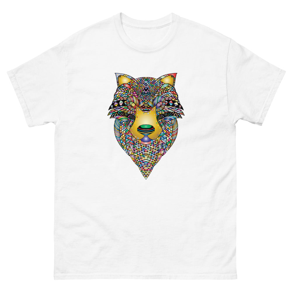 Multi Coloured Wolf 100% cotton men's heavyweight tee