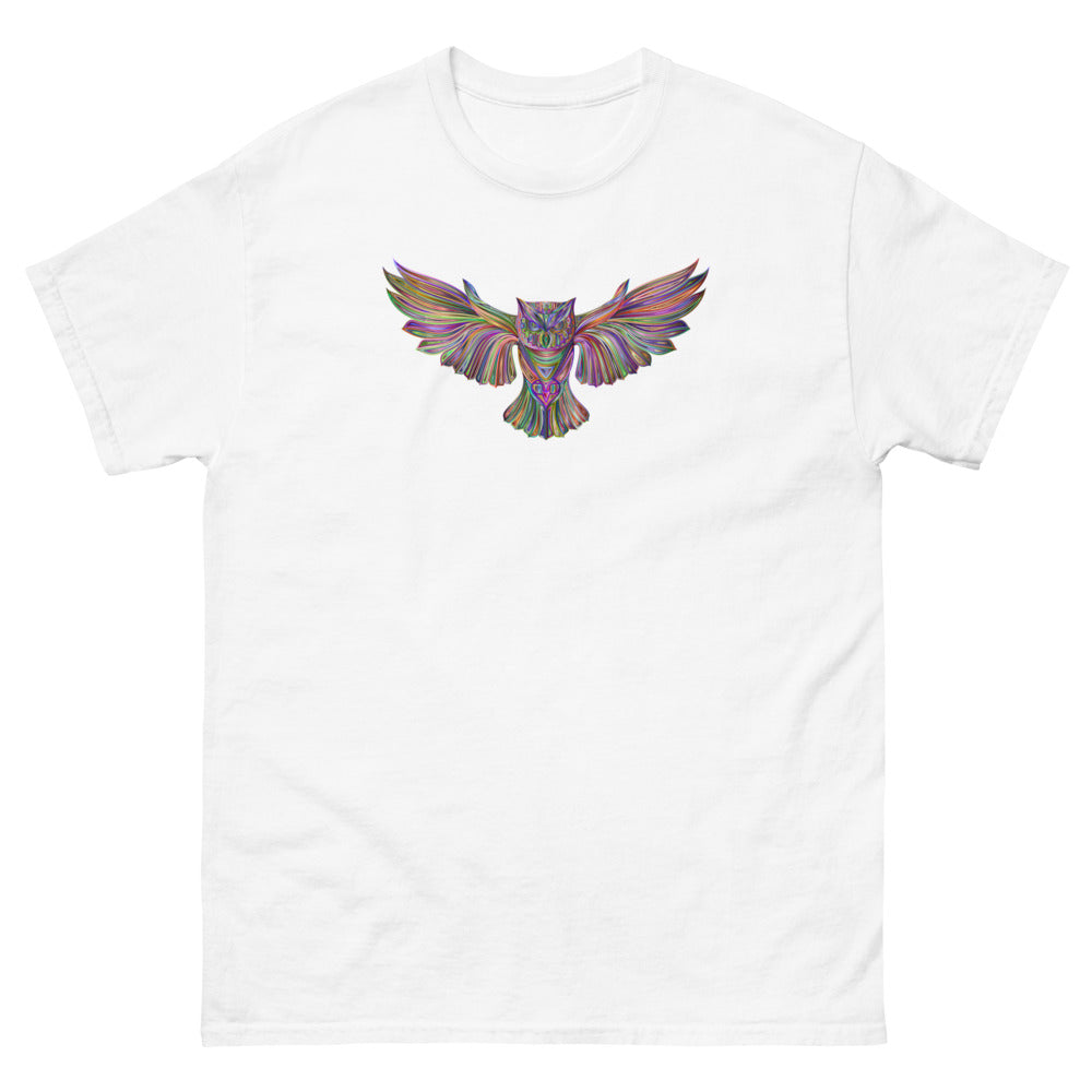 Multi Coloured Owl 100% cotton men's heavyweight tee