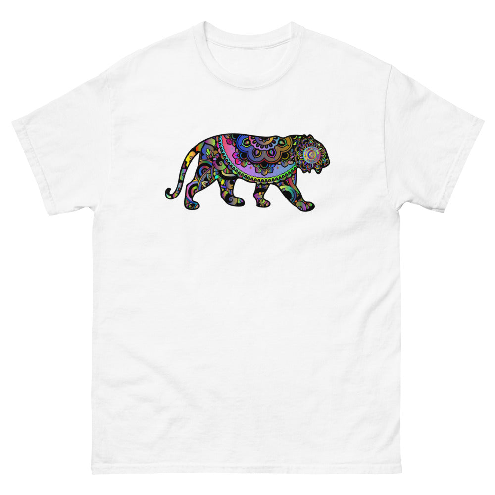 Multi Coloured Tiger 100% cotton men's heavyweight tee