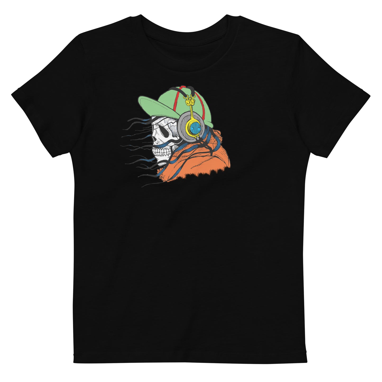 Skeleton DJ Organic Cotton Kids T-Shirt