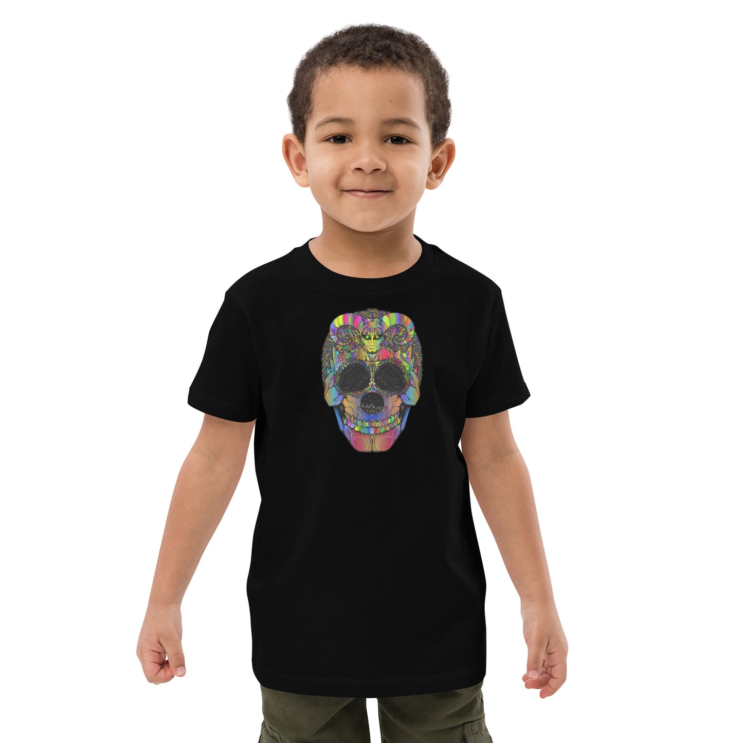 Multi Coloured Skull Organic Cotton Kids T-Shirt