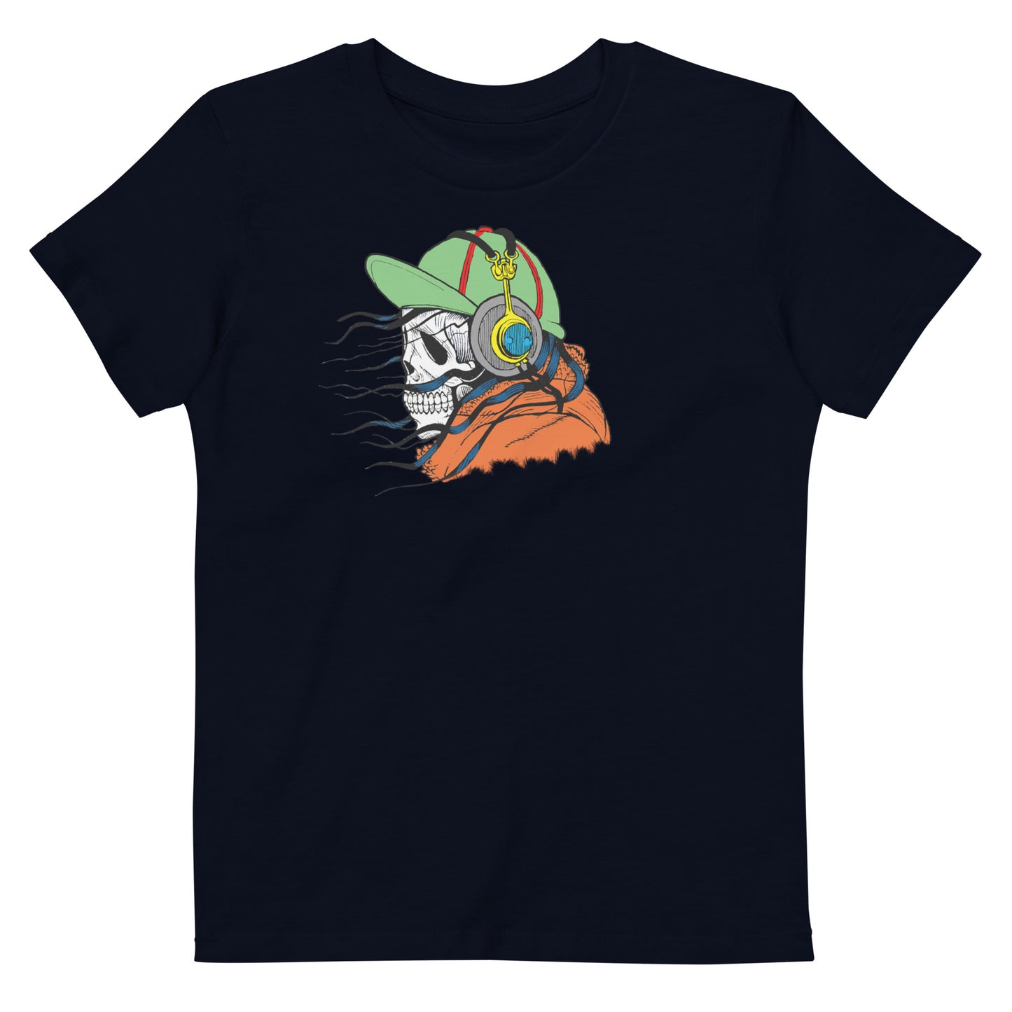 Skeleton DJ Organic Cotton Kids T-Shirt