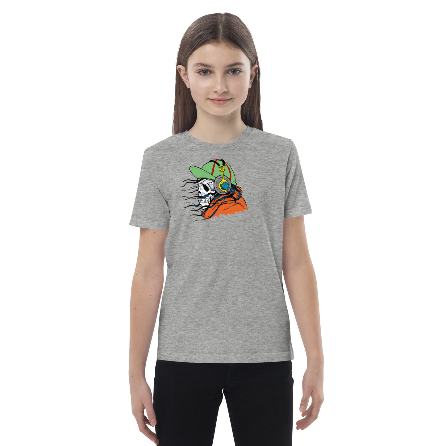 Skeleton DJ Organic Cotton Kids T-Shirt