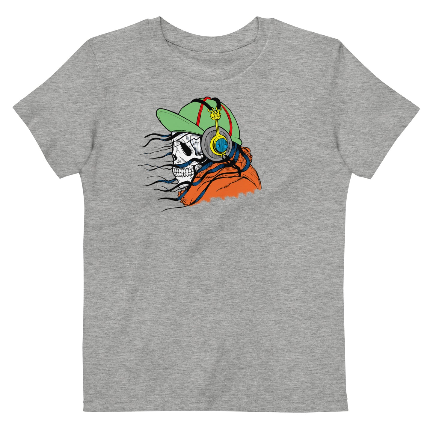 Skeleton DJ Organic Cotton Kids T-Shirt