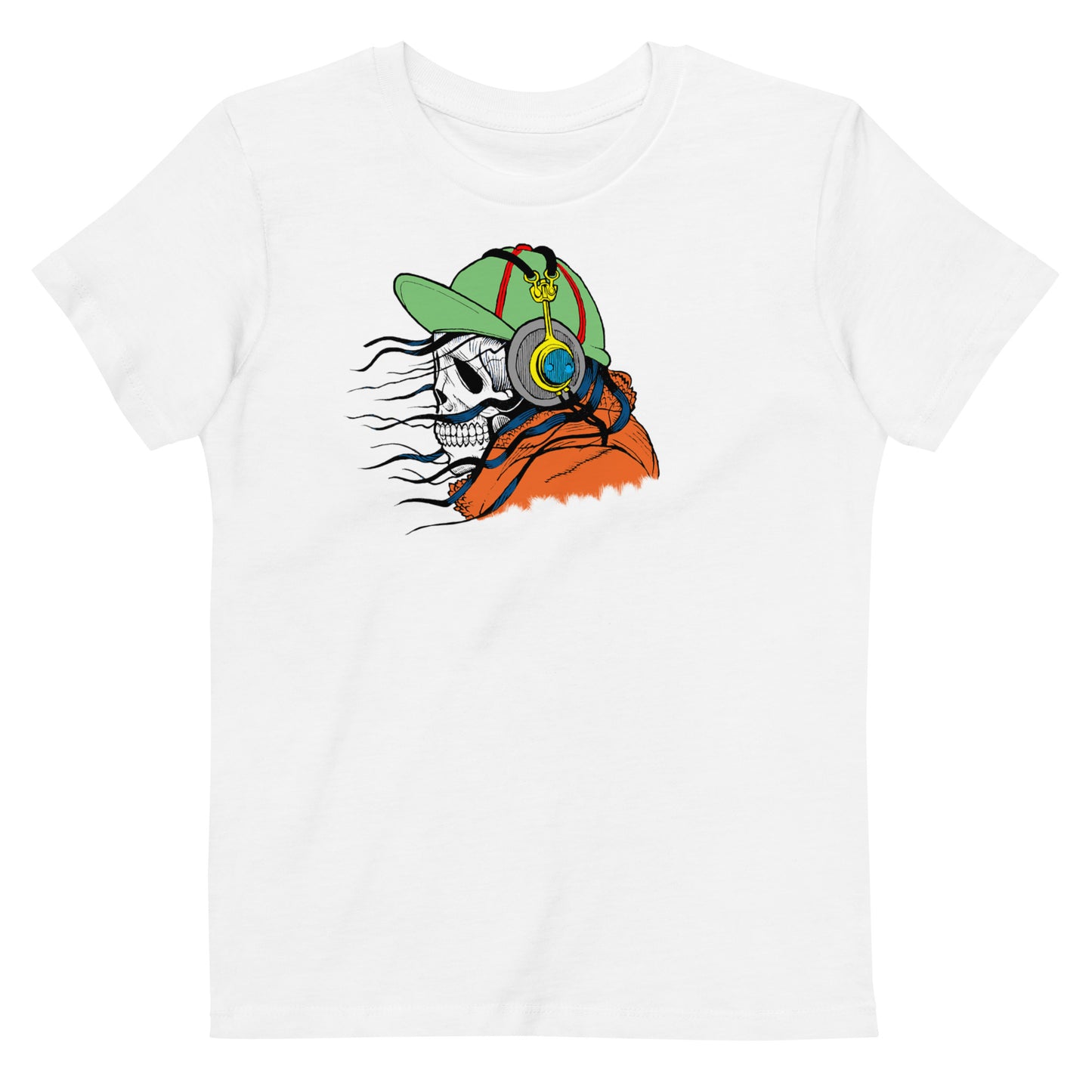 Skeleton DJ Organic Cotton Kids T-Shirt