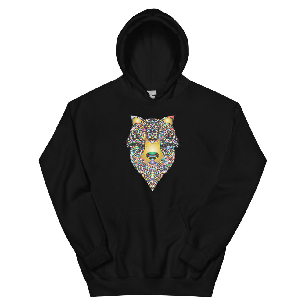 Multi Coloured Wolf Unisex Hoodie