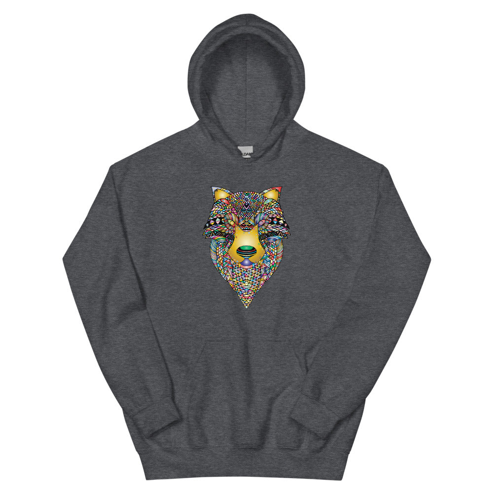 Multi Coloured Wolf Unisex Hoodie