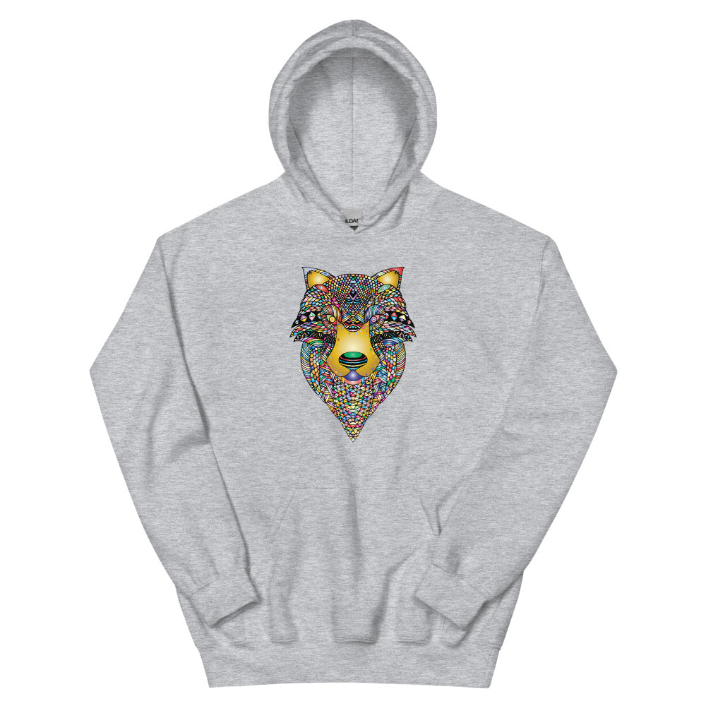 Multi Coloured Wolf Unisex Hoodie