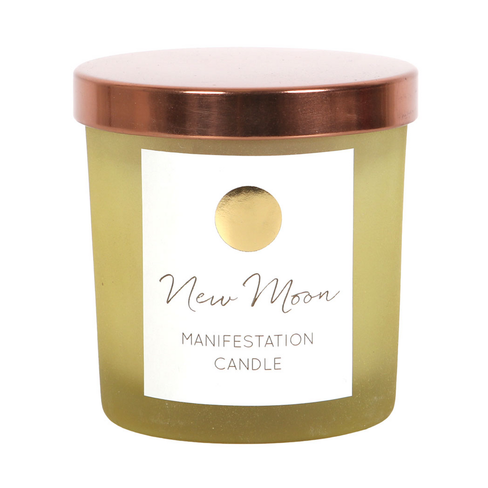 New Moon Wild Orange Manifestation Candle with Clear Quartz