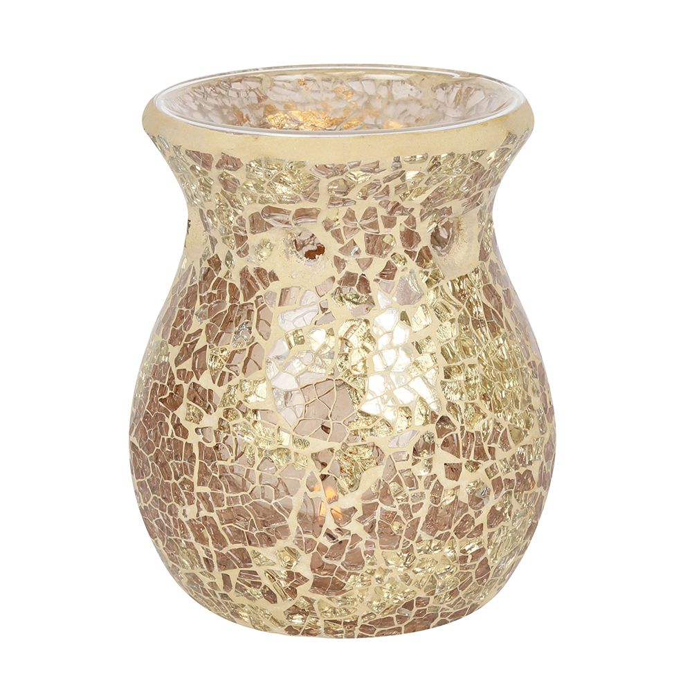 Small Gold Crackle Glass Oil Burner