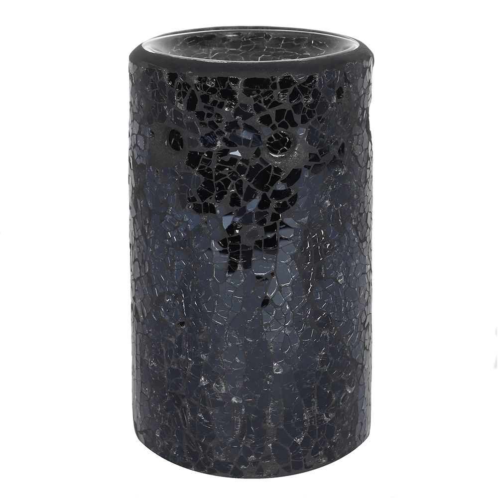 Black Crackle Glass Pillar Oil Burner