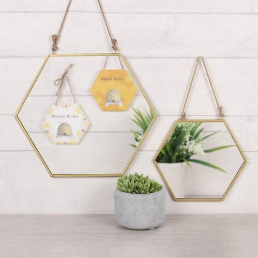 Small Gold Geometric Mirror