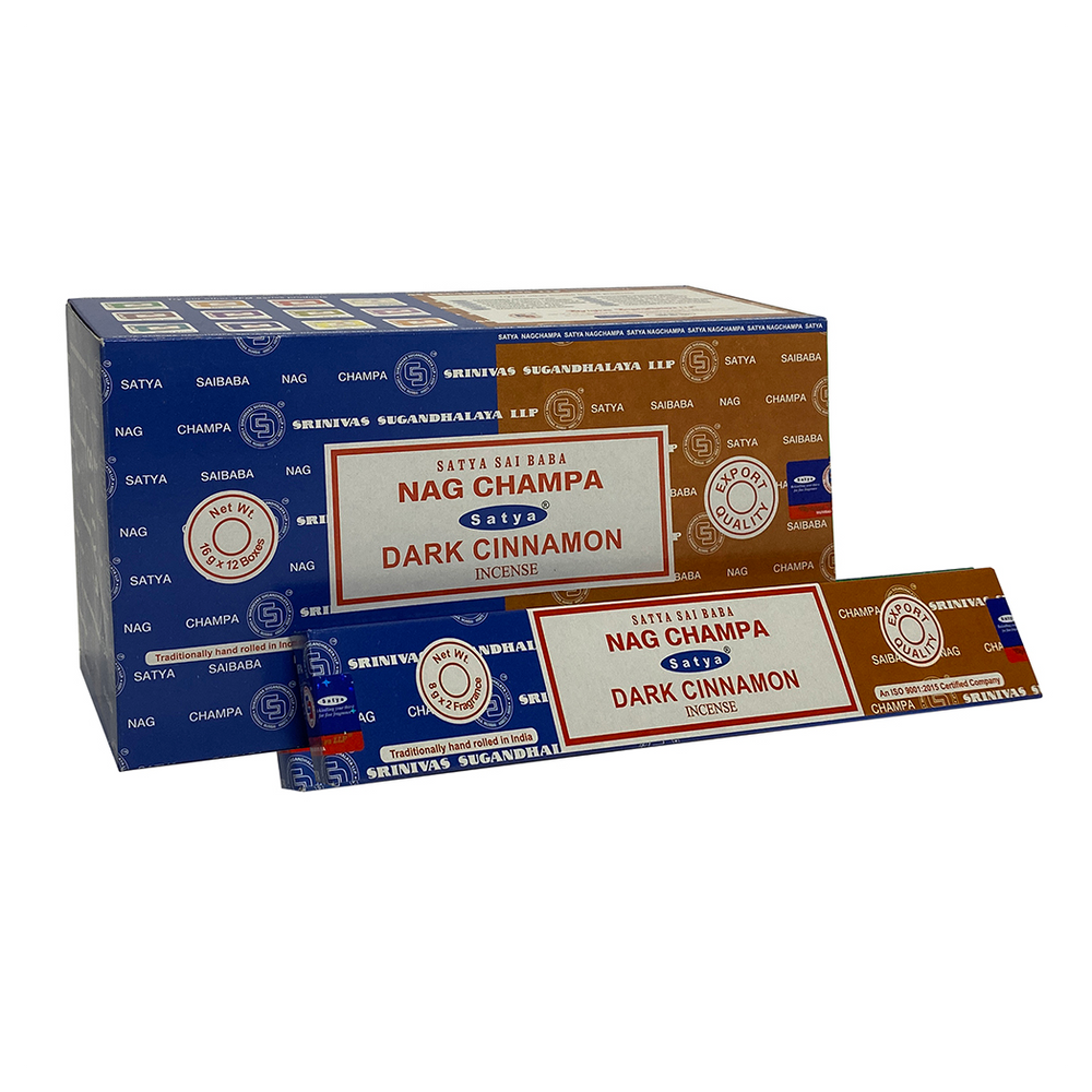 Set of 12 Packets of Combo Satya Incense - Nag Champa Dark Cinnamon