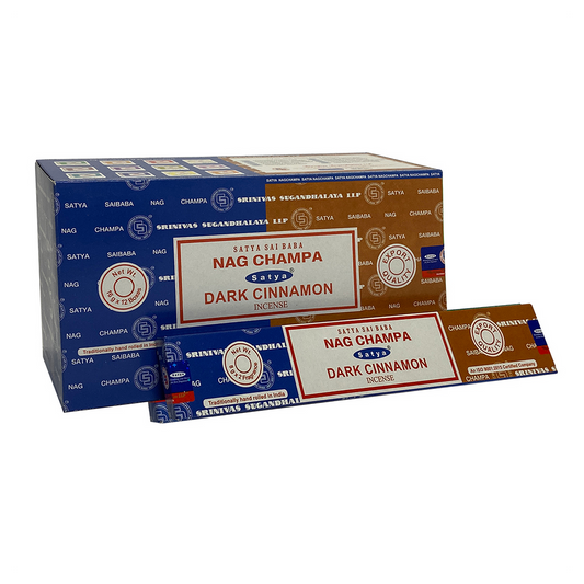 Set of 12 Packets of Combo Satya Incense - Nag Champa Dark Cinnamon