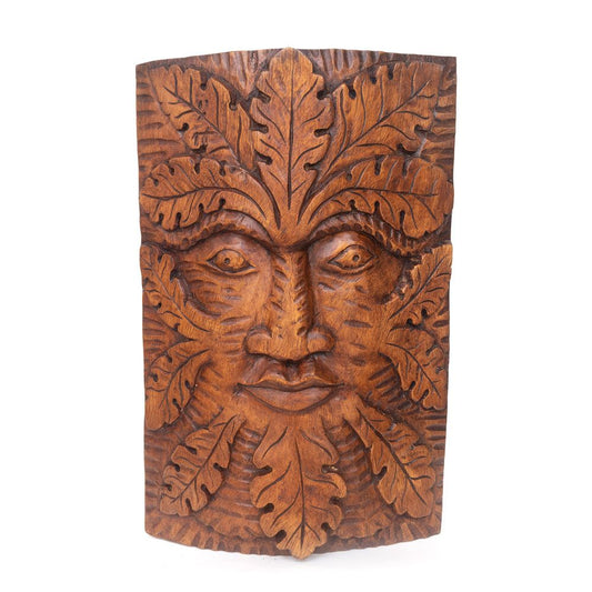 Natural Acacia Wood Green Man Decoration