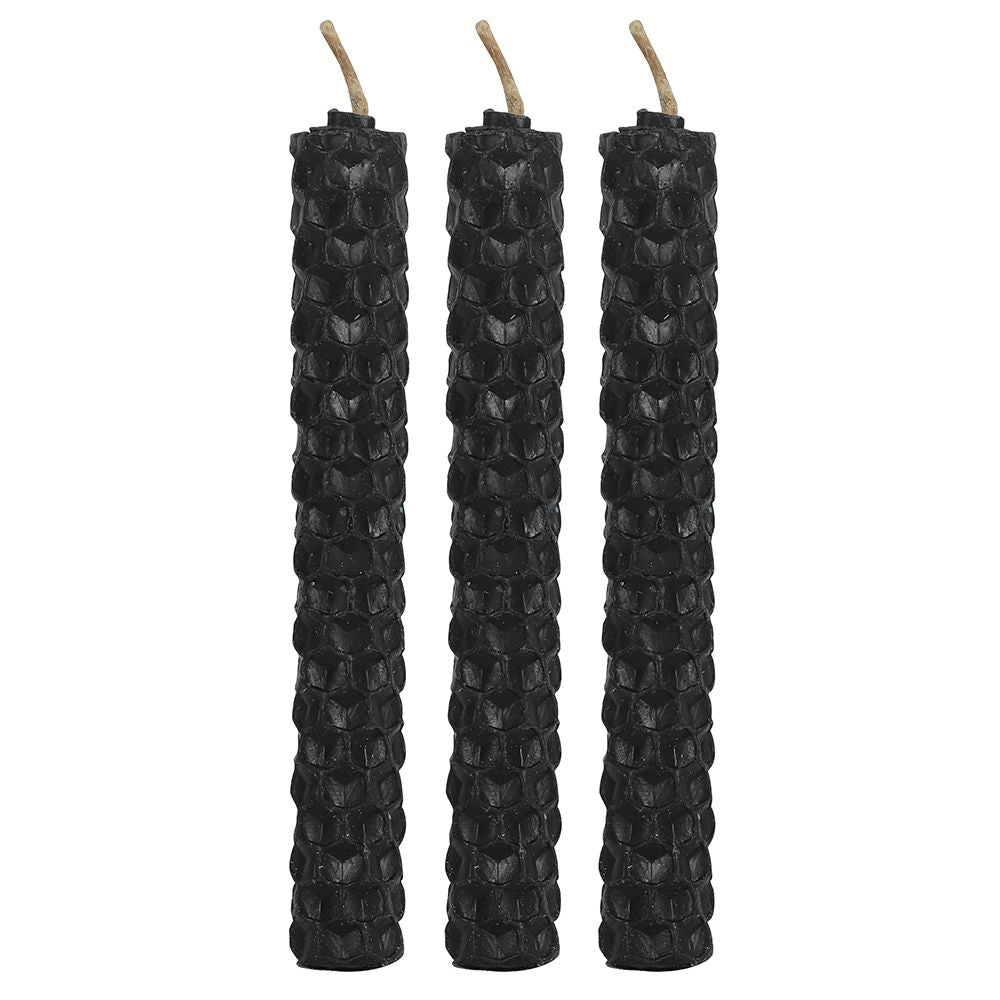 Set of 6 Black Beeswax Spell Candles