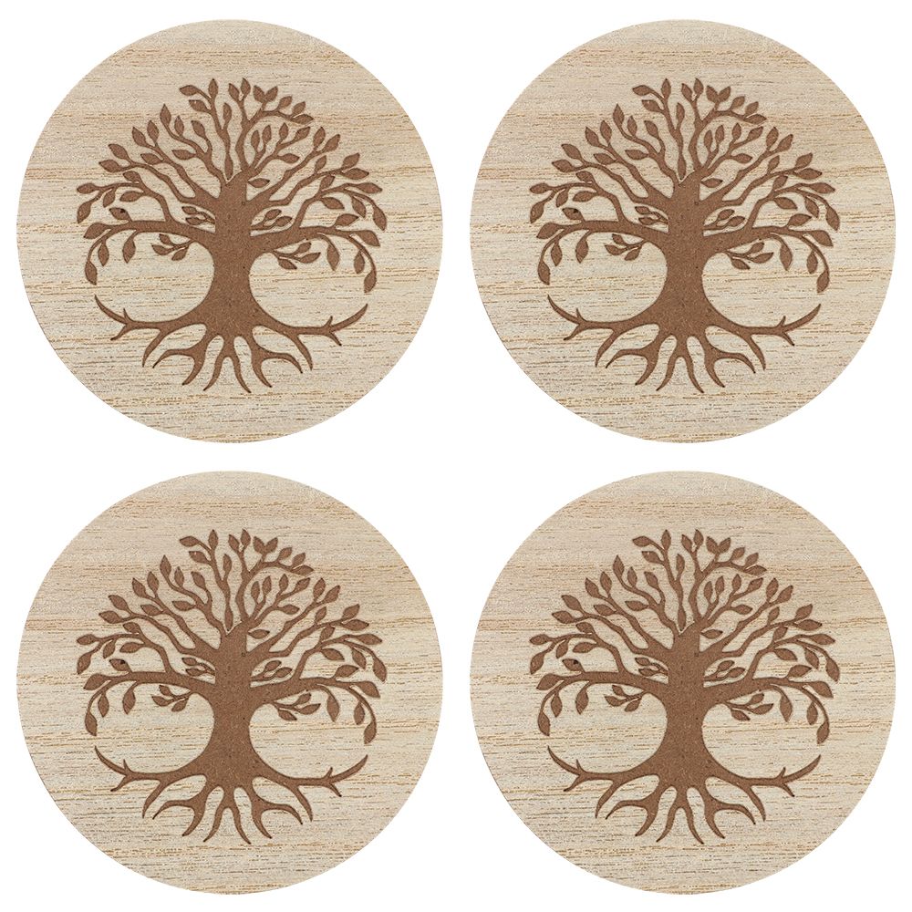 Set of 4 Tree of Life Engraved Coasters