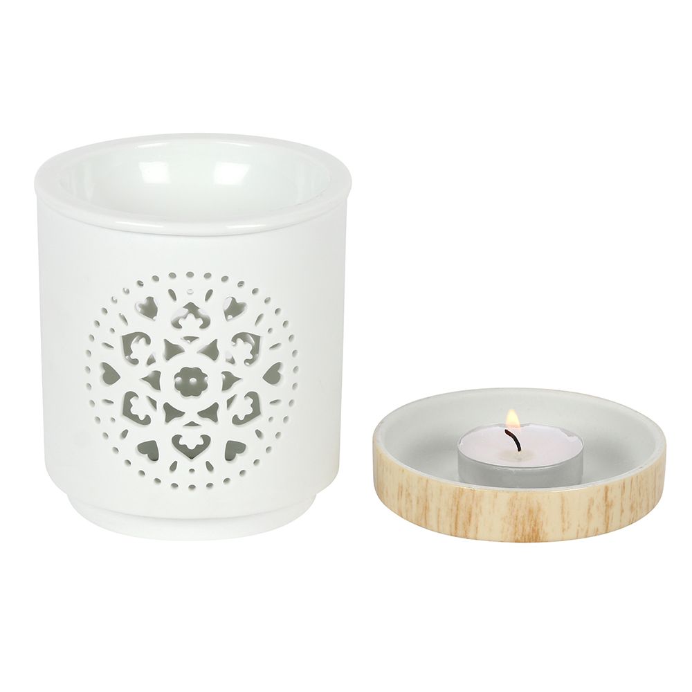 White Mandala Cut Out Oil Burner