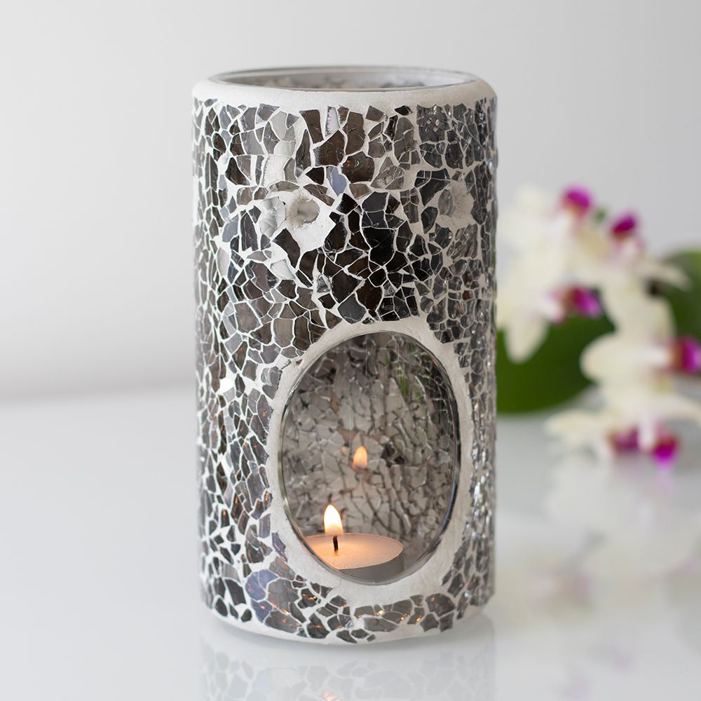 Pillar Gunmetal Grey Crackle Oil Burner