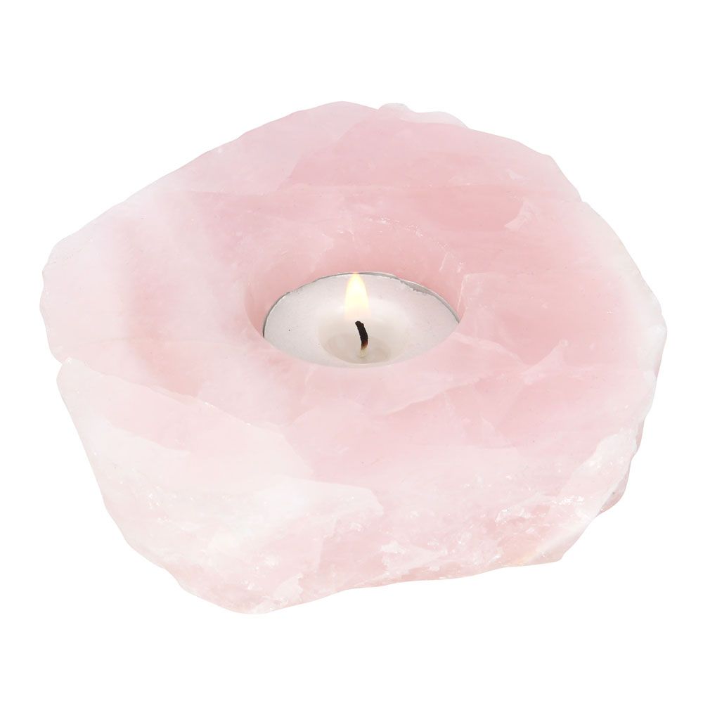 Rose Quartz Crystal Tealight Holder