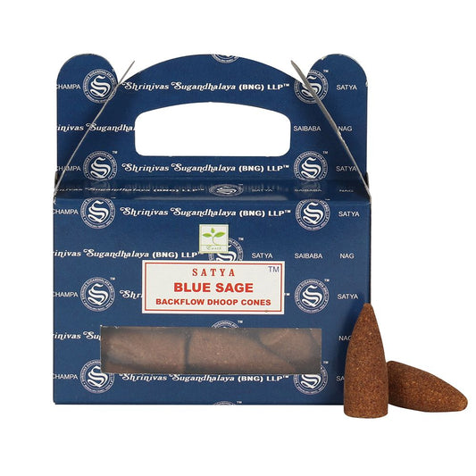 Set of 6 Packets of Blue Sage Backflow Dhoop Cones by Satya