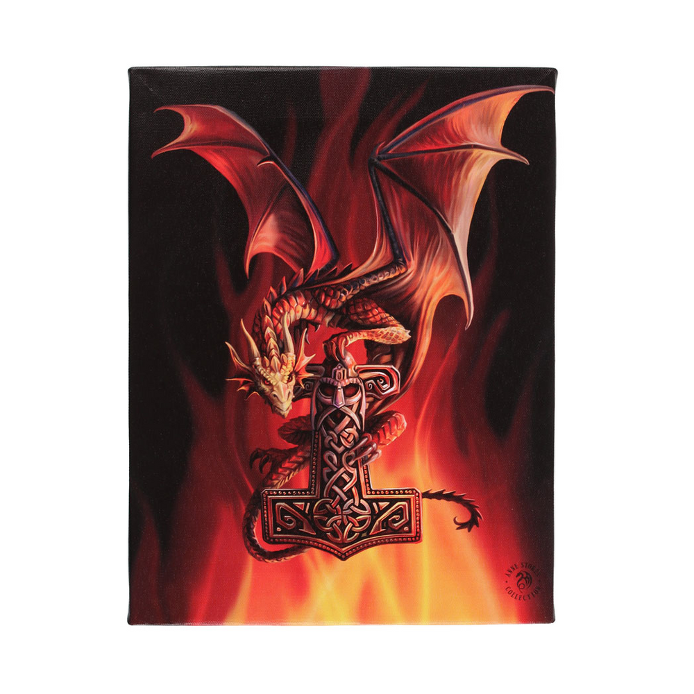 19x25cm Mjolnir Canvas Plaque by Anne Stokes