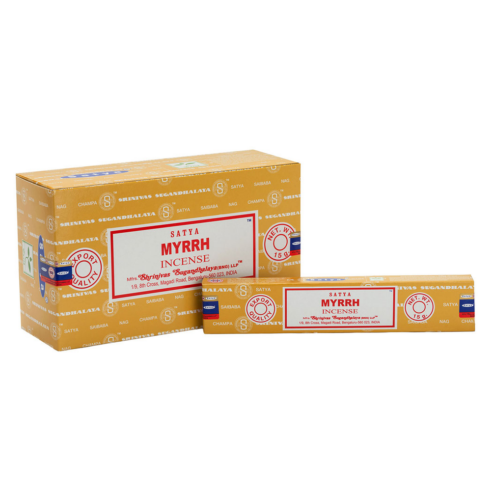 Set of 12 Packets of Myrrh Incense Sticks by Satya