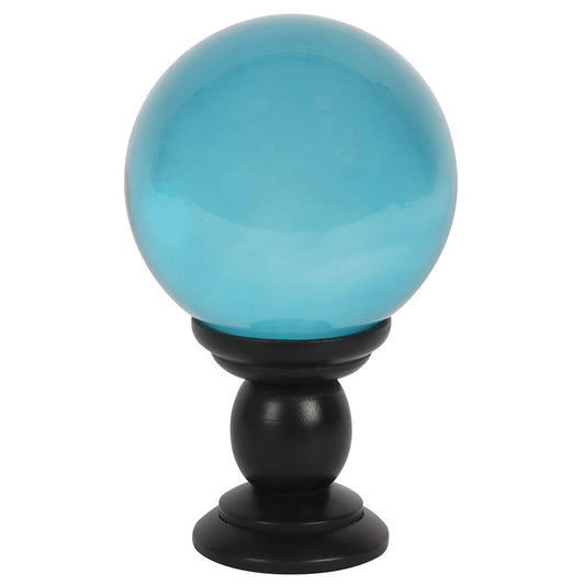 Large Teal Crystal Ball on Stand