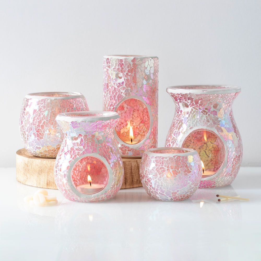 Pillar Pink Iridescent Crackle Oil Burner