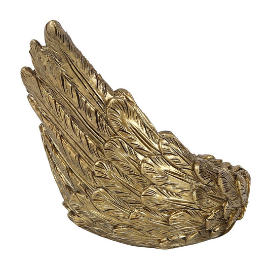 Gold Single Raised Angel Wing Candle Holder