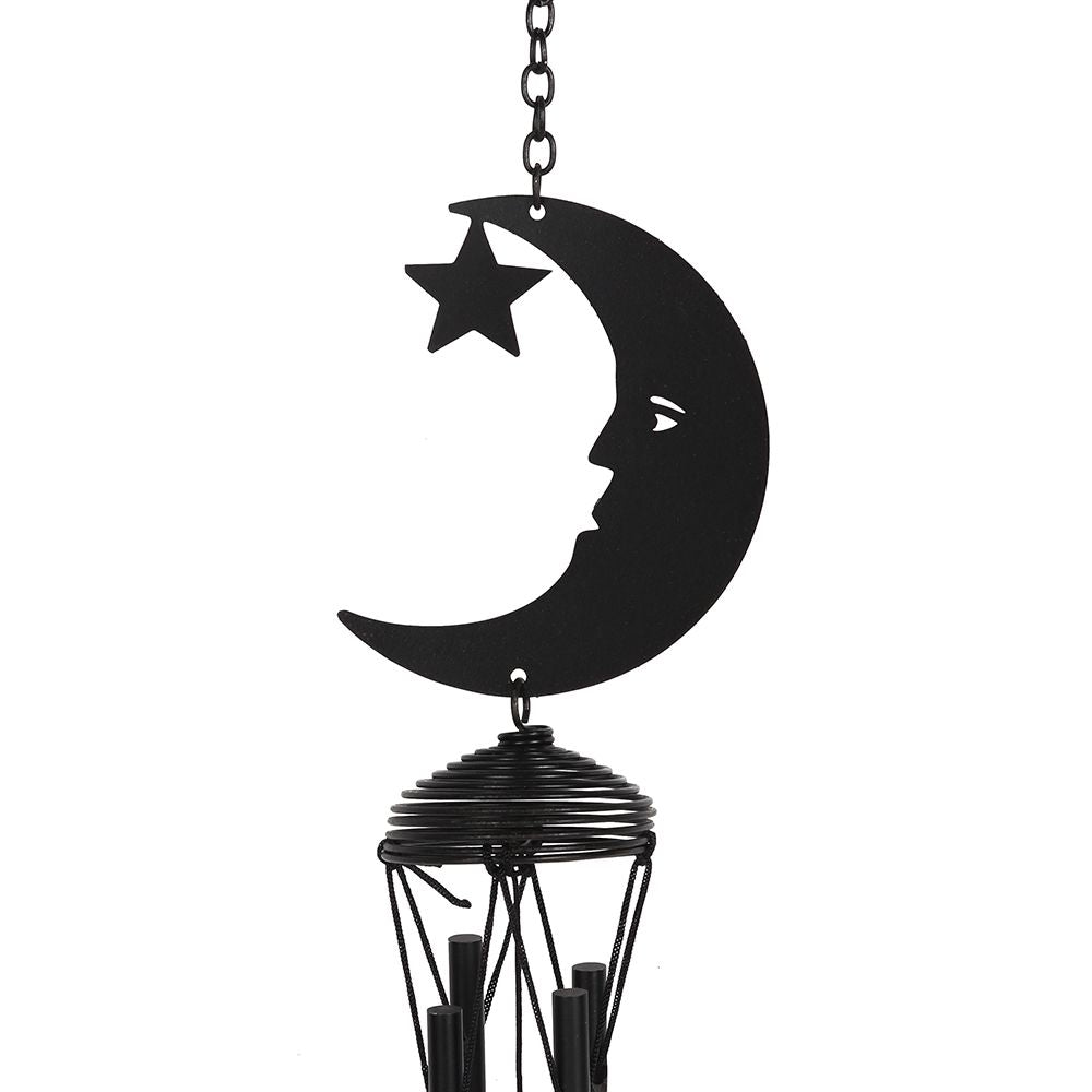 Black Crescent Moon Cutout Windchime