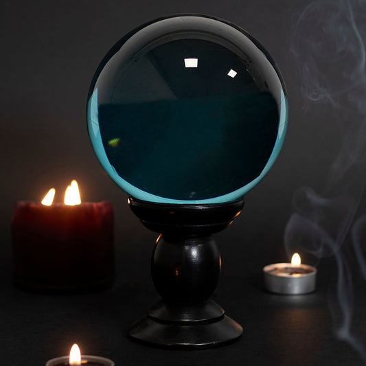 Large Teal Crystal Ball on Stand