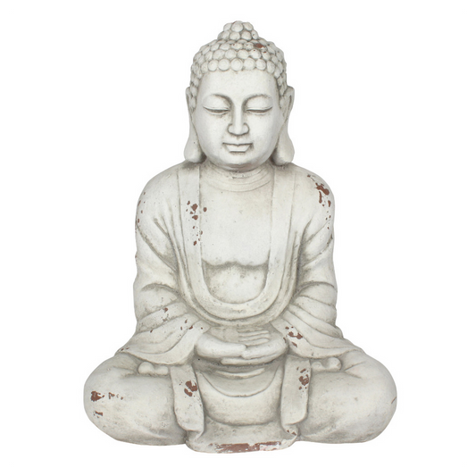 58cm White Hands In Lap Sitting Garden Buddha