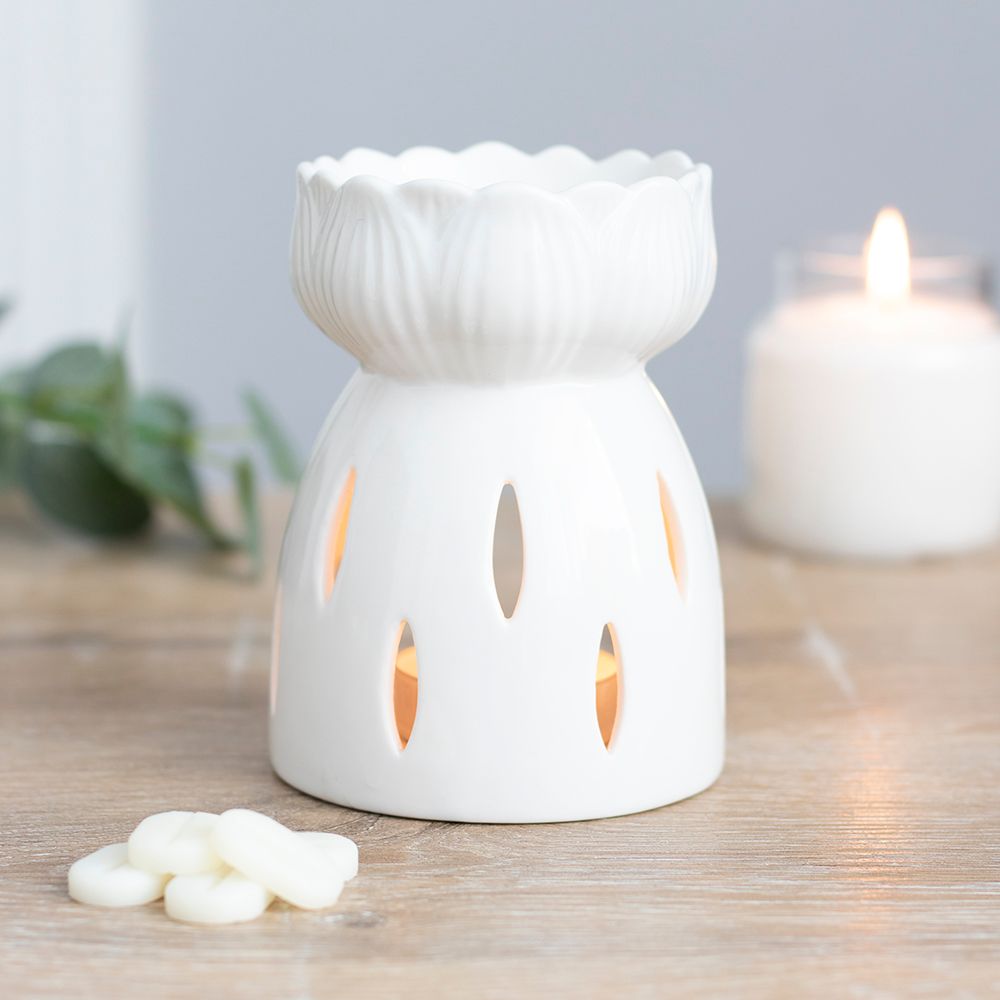 White Gloss Lotus Flower Oil Burner